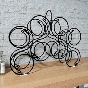 Vintage Oenophilia Minuet Black Metal Countertop Wine Rack, 8 Bottle Scroll